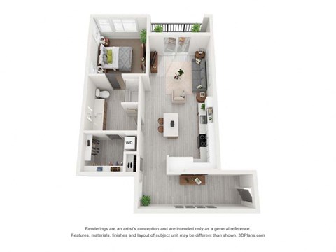 Floor plan for 1 bed, 1 bath, 814 sqft